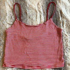 PacSun striped white and red crop top tank.